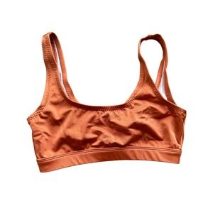 Dixperfect Burnt Orange Metallic Scoop Neck Bikini Top Small Rust Swimwear